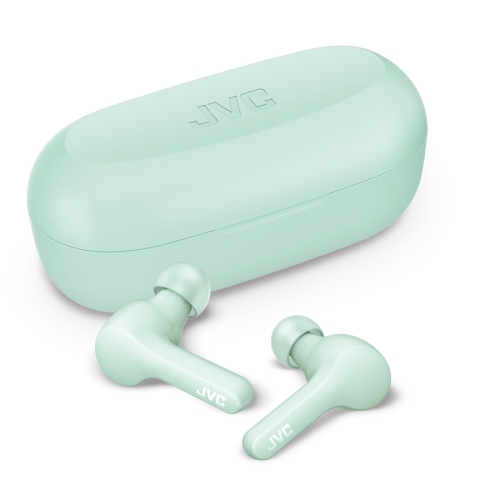 JVC - Écouteurs bouton sans fil Gumy, Bluetooth 5.0, 100 % sans fil avec étui de chargement, menthe