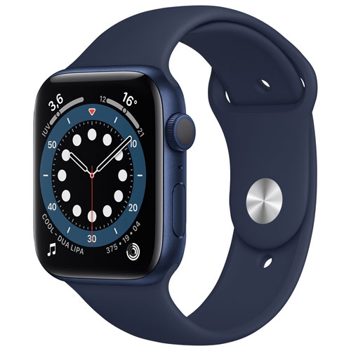 Apple Watch Series 6 avec boîtier 40 mm en aluminium bleu et bracelet sport bleu marine - Boîte ouverte
