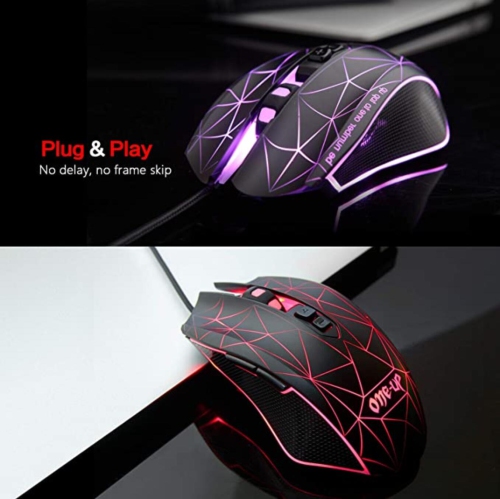 ONE-UP® G5 E-sports Ergonomics Optical Wired USB Contector Gaming Black Mouse With Avago 3050 Sensor