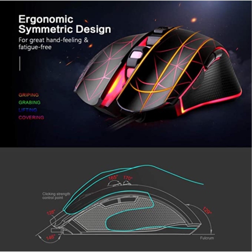 ONE-UP® G5 E-sports Ergonomics Optical Wired USB Contector Gaming Black Mouse With Avago 3050 Sensor