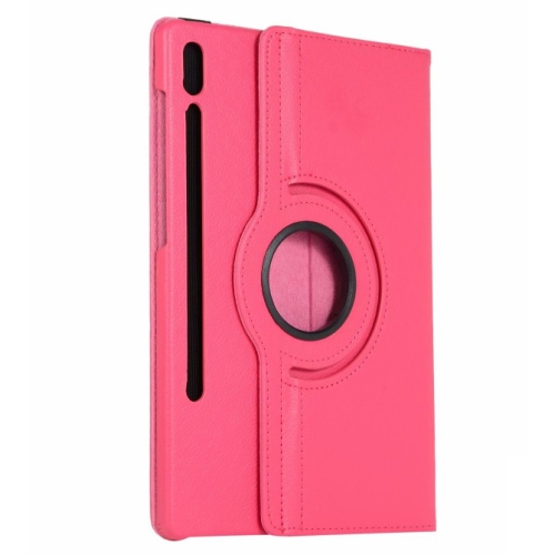 CC  Topsave 360 Rotating Pu Leather Tablet Case for Samsung Tab S7 T870/875(2020), Hot In Pink