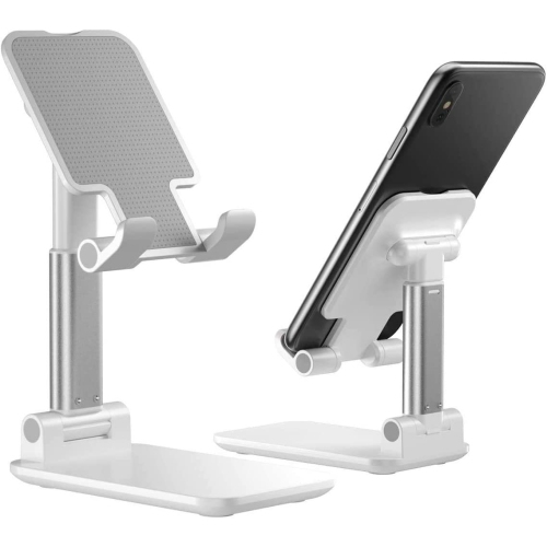 Wingomart- Cell Phone Stand, tablet holder Foldable Portable Desktop Stand Adjustable Height and Angle Phone Holder Aluminum Metal Stand Compatible w