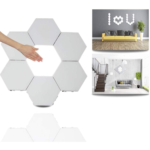 PACK OF 6- Hexagon LED Lights,Smart LED Light Panels Touch Control Wall Light Hexagonal Modular Light DIY Geometry Splicing Hex Light Honeycomb Hallw