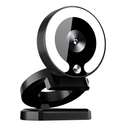 SenseiPhoto Webcam with Microphone & LED Ring Light - Auto-Focus & 3 Level Brightness - Touch Control - Desktop Clip