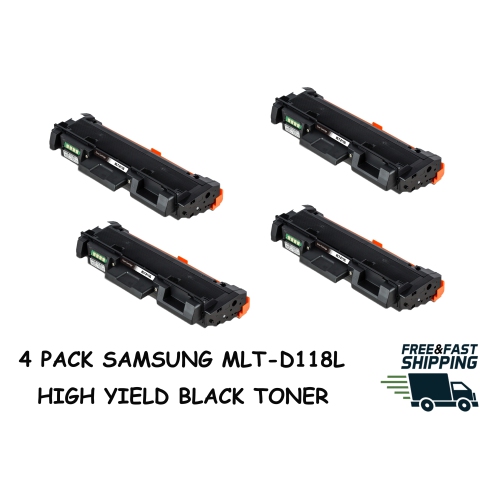 Image 1 de 2.. Bestoner™ 4 Pack Samsung 118/MLT-D118L/D118/MLTD118 Compatible Black Toner Cartridge for Printer Xpress SL-M3015DW/SL-M3065FW