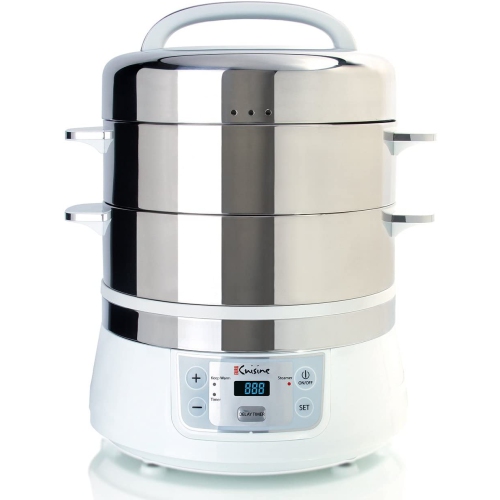 ACCEINFO  Euro Cuisine Fs2500 Electric Food Steamer, White/stainless Steel