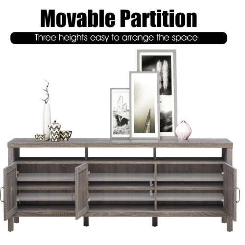 Costway Modern Farmhouse Design TV Stand up for TV's to 65''w/Open Shelf Grey Oak