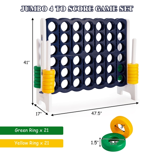 Costway Jumbo 4-to-Score 4 in A Row Giant Game Set Outdoor Indoor Kids Adults Family Fun