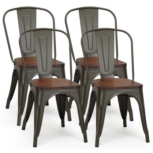 Costway Set Of 4 Style Metal Dining, Wood And Metal Dining Chairs Canada