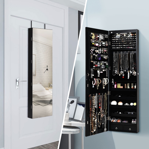 Armoire à bijoux miroir Costway avec 2 lumières LED