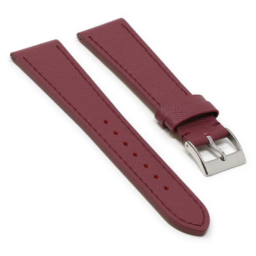 DASSARI Premium Saffiano Leather Watch Band Strap for Fitbit Charge 4 & Charge 3 - Short - Bordeaux
