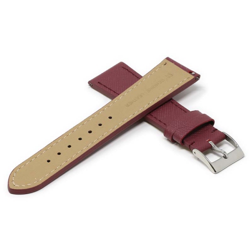 DASSARI Premium Saffiano Leather Watch Band Strap for Fitbit Charge 4 & Charge 3 - Short - Bordeaux