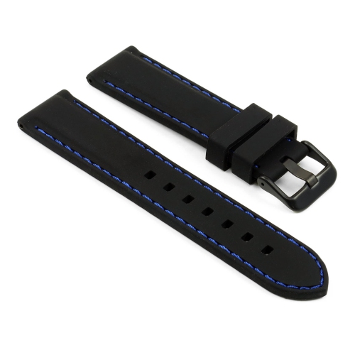 STRAPSCO  Silicone Rubber Watch Band Strap W/ Stitching for Fitbit Charge 4 & Charge 3 - Black & (Black Buckle) In Blue