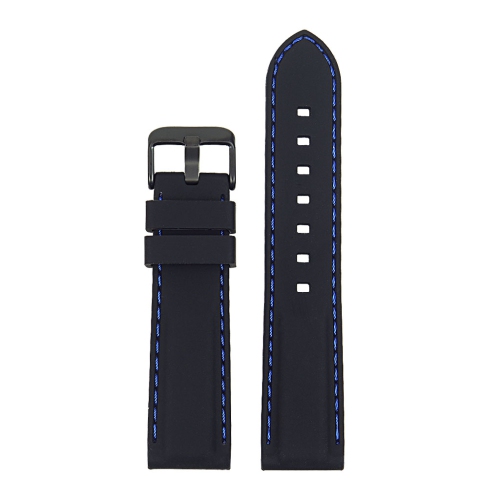 StrapsCo Silicone Rubber Watch Band Strap w/ Stitching for Fitbit Charge 4 & Charge 3 - Black & Blue