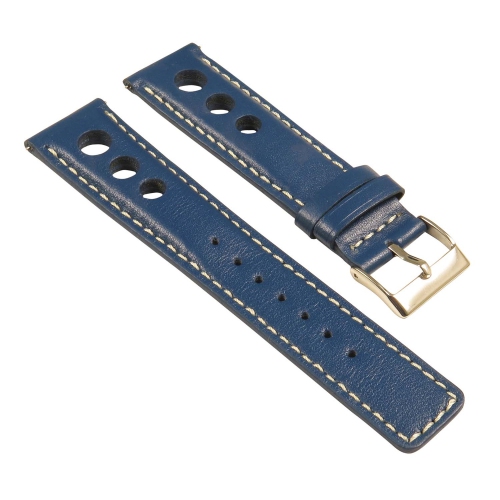 StrapsCo Leather Rally Watch Band Strap for Fitbit Charge 4 & Charge 3 - Blue & White