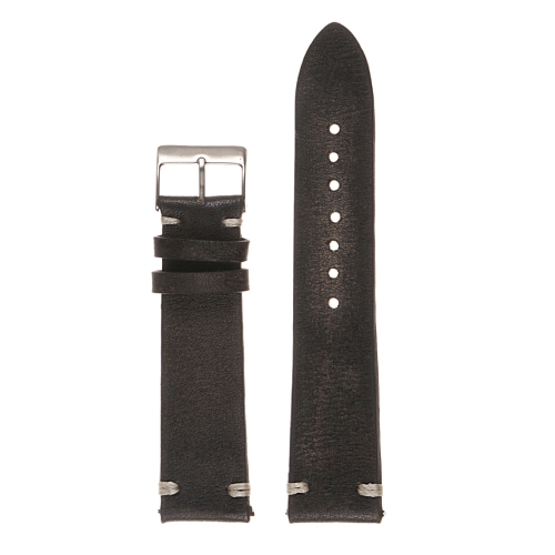 StrapsCo Hand-Stitched Vintage Washed Leather Watch Band Strap for Fitbit Charge 4 & Charge 3 - Washed Black