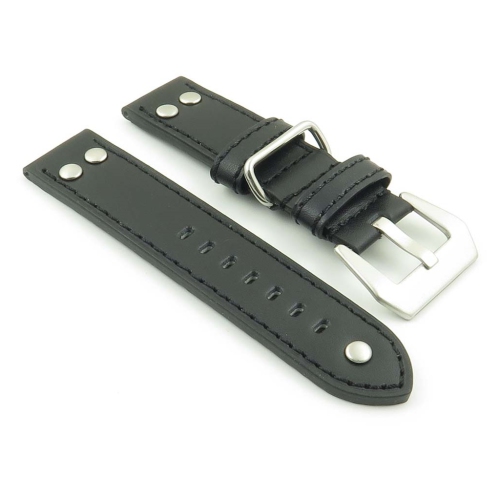 DASSARI Liberty Leather Watch Band Strap w/ Metal Keeper & Rivets for Fitbit Charge 4 & Charge 3 - Black