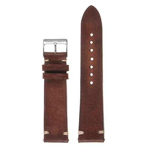 StrapsCo Hand-Stitched Vintage Washed Leather Watch Band Strap for Fitbit Charge 4 & Charge 3 - Washed Brown