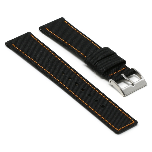 DASSARI Nylon Watch Band Strap for Fitbit Charge 4 & Charge 3 - Black & Orange