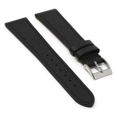 DASSARI Women's Saffiano Leather Watch Band Strap for Fitbit Charge 4 & Charge 3 - Short - Black