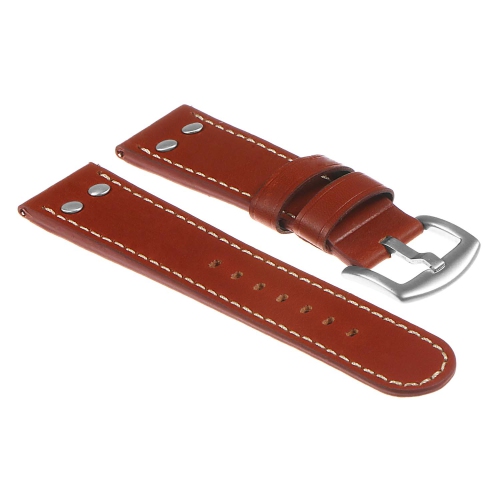 DASSARI Leather Pilot Watch Band Strap w/ Rivets Fitbit Charge 4 & Charge 3 - Rust