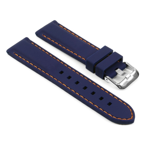 STRAPSCO  Silicone Rubber Watch Band Strap W/ Stitching for Fitbit Charge 4 & Charge 3 - Blue & (Silver Buckle) In Orange