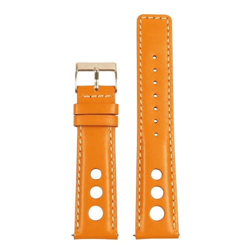 STRAPSCO  Leather Rally Watch Band Strap for Fitbit Charge 4 & Charge 3 - & White In Orange
