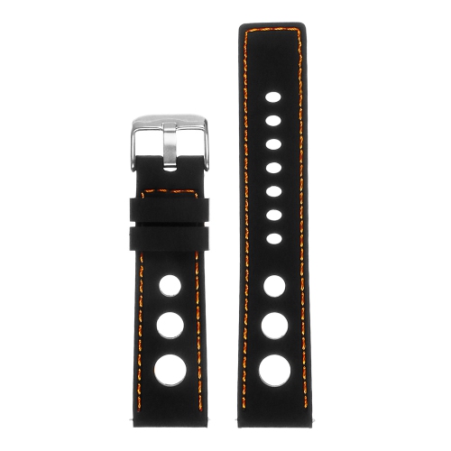 STRAPSCO  Silicone Rubber Rally Watch Band Strap for Fitbit Charge 4 & Charge 3 - Black & (Silver Buckle) In Orange