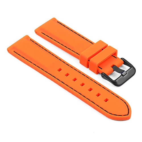 STRAPSCO  Silicone Rubber Watch Band Strap W/ Stitching for Fitbit Charge 4 & Charge 3 - & Black (Black Buckle) In Orange