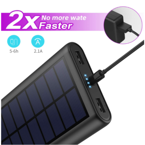 Solar Charger 26800mah, Kilponen Solar Power Bank Portable Charger High Capacity Solar Phone Charger External Backup Battery Packs with Dual Output