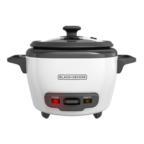 Black+Decker Personal Size Rice Cooker, 3 Cup, White, RC503C
