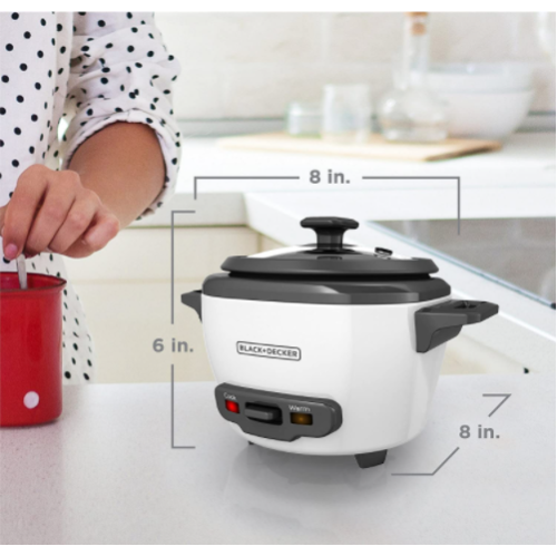 Black+Decker Personal Size Rice Cooker, 3 Cup, White, RC503C