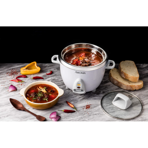 Aroma ARC-753SG 3-Cup Uncooked, 6-Cup Cooked, Simply Stainless Rice Cooker