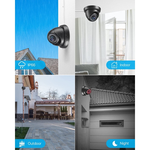 ZOSSI – caméra de sécurité analogique hybride à dôme 4-en-1 avec fil 1080P 2&nbsp;Mpx pour système de surveillance DVR HD-TVI/AHD/CVI/CVBS, IP66,