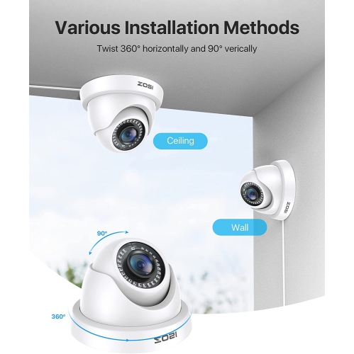 ZOSSI – caméra de surveillance résidentielle hybride supplémentaire avec fil 4-en-1 à dôme pour enregistreur HD-TVI/AHD/CVI/CVBS/1080p 960H avec