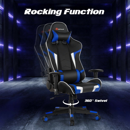 Goplus Massage Gaming Chair Reclining Swivel Racing Office Chair w/Lumbar Support