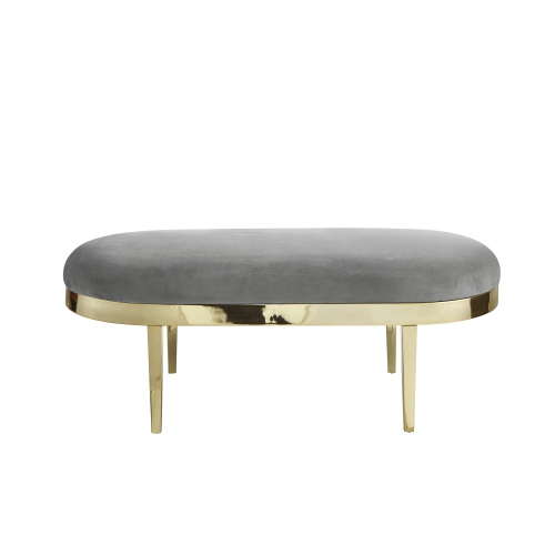 Inspired Home Ezequiel Velvet Bench, Grey