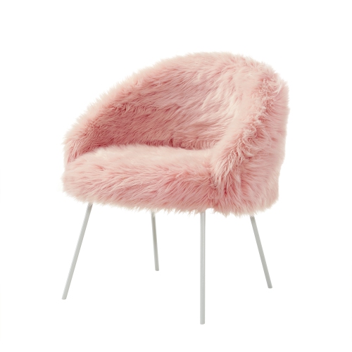 Inspired Home Myla Faux Fur Accent Chair, Rose