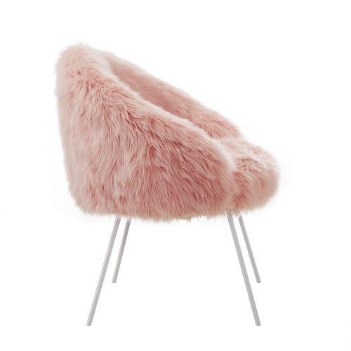 Inspired Home Myla Faux Fur Accent Chair, Rose