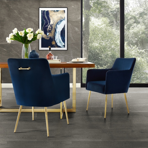 Inspired Home Solomon Velvet Dining Chair set of 2, Navy