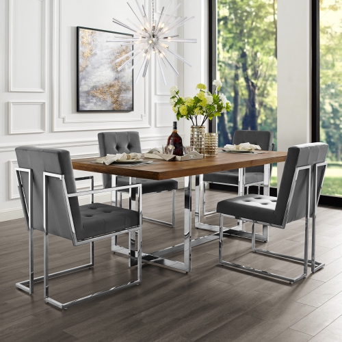 Inspired Home Lauryn Velvet Dining Chair Set of 2, Grey