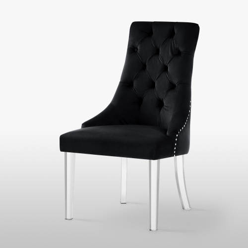 Inspired Home Jimena Velvet Dining Chair Set of 2, Black