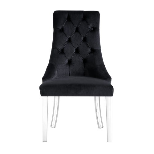 Inspired Home Jimena Velvet Dining Chair Set of 2, Black