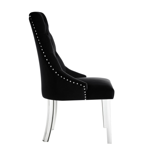 Inspired Home Jimena Velvet Dining Chair Set of 2, Black