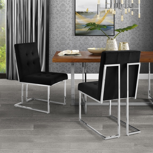 Inspired Home Lauryn Velvet Dining Chair Set of 2, Black