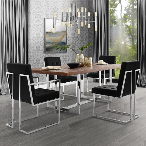 Inspired Home Lauryn Velvet Dining Chair Set of 2, Black