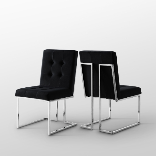 Inspired Home Lauryn Velvet Dining Chair Set of 2, Black