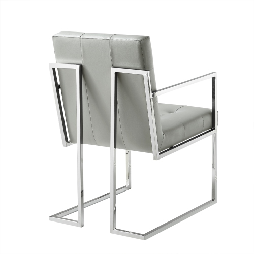 Inspired Home Lauryn Leather PU Dining Chair Set of 2, Light Grey