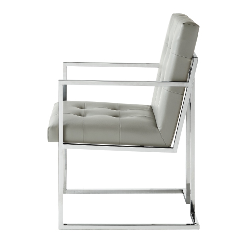 Inspired Home Lauryn Leather PU Dining Chair Set of 2, Light Grey