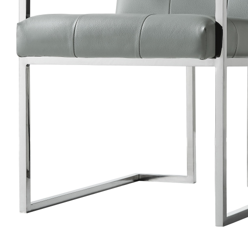 Inspired Home Lauryn Leather PU Dining Chair Set of 2, Light Grey